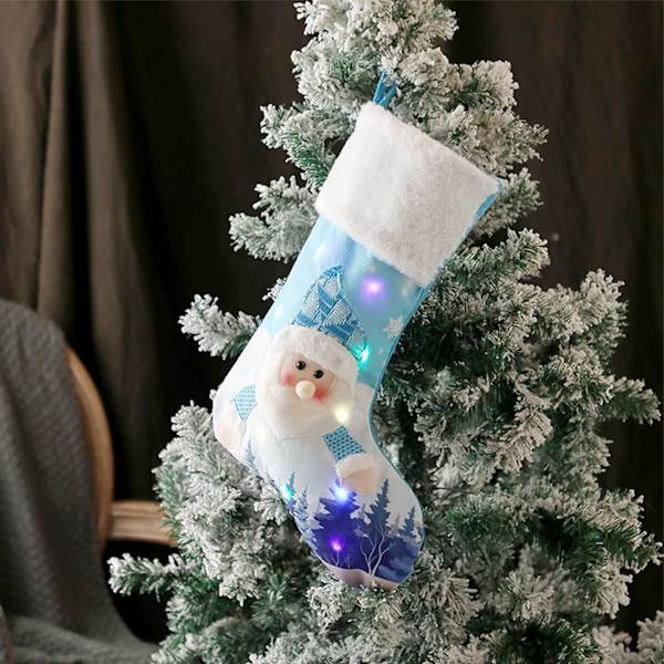 2 st ljusslinga julstrumpor Personliga julstrumpor Presentpåse Jultomte Snögubbe