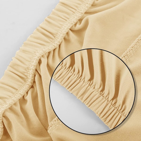 (Beige 2-delars set) Spandex matstolsöverdrag - Universal avtagbar tvättbar stolsöverdrag