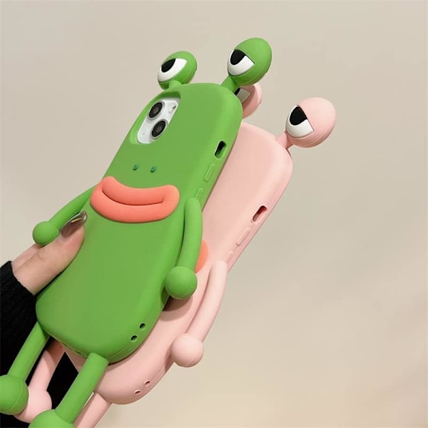 Herr Dam Super Rolig Nyhet Hotdog Korv Mun Stora Ögon Grön Groda Rosa Groda Mobilskal Mjuk TPU Silikon Gummi Telefonskydd Kompatibelt med iPhon