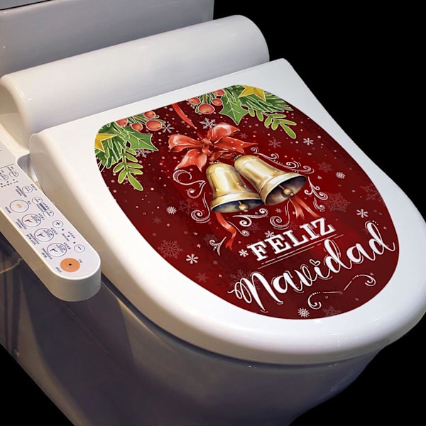 2 stk Jul toalettklistremerker, Jul toalettsete klistremerker, Toalettlokk klistremerker - Spanske Jul toalettklistremerker