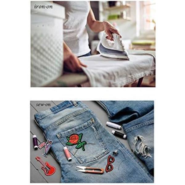 60 stk. tilfældige assorterede brodererede patches, lyse levende farver, sy på/stryg på patch applikation til tøj, kjole,