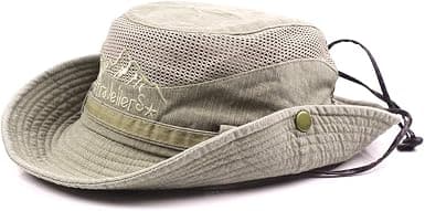 Herr broderad bomull hatt solskydd bred brätte packbar