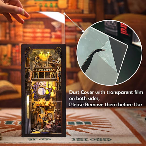 DIY Bog Nook Miniature Dukkehus Kit Nook Nook 3D Puslespil Bog Træ Kunst Bogstøtter med LED Lys an