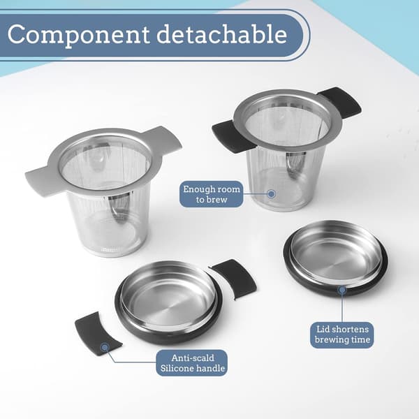2-pakks te-sil for løst te, rustfritt stål te-steeper te-infuser finmasket te-diffuser med stor kapasitet