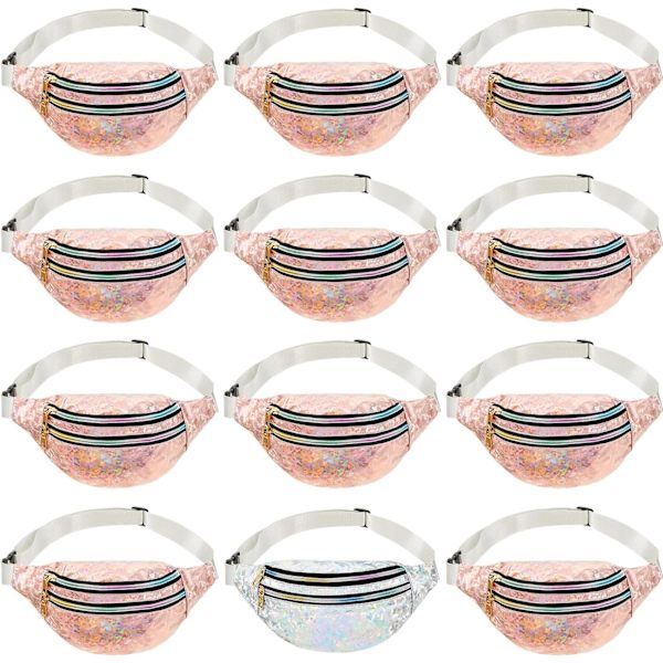 12-pack Holografisk midjeväska Sport midjeväska Vattentät paljett midjeväska Glansig midjerem