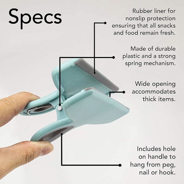 6 Store Stærke Poseclips, 5\" Chipsposeclips, Store Mad