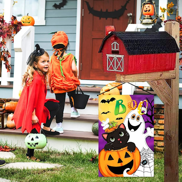1 kpl Halloween Boo Puutarhalippu Pysty Kaksoispuolinen Haamu Koti Koriste, Kurpitsa Kurpitsa Värikäs Söpö Loma