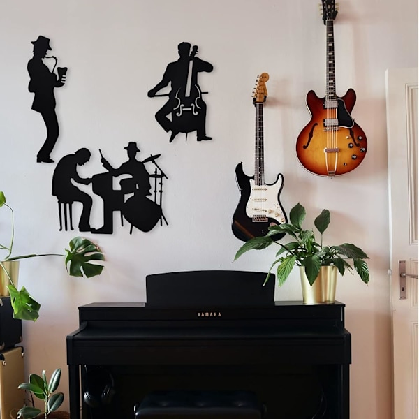 Musik Metal Silhouette Musik Metal Vægdekoration Saxofon Væghængende Cello Vægkunst Jazz Tromme Vægdekoration til Stue Soveværelse Kontor Ophæng
