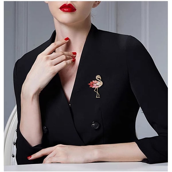 5,3×1×4cm Flamingos Vildt Dyr Brosche Lapel Nål Kvinders Rhinestone Krystal Yndefuld Emalie Fugl Brosche Brosche Nål til W