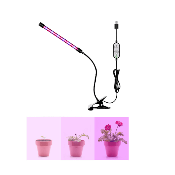 LED-klämma för växtbelysning, fullspektrum, hushållsgrön