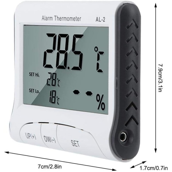Termometer - Digitalt Alarm Termometer Hygrometer Husholdnings elektroniske display Høj Lav