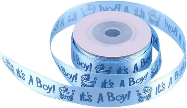2 ruller med bånd til dåps- eller babyshowergave (blått)