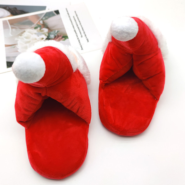 （Storlek 24 cm）Jultomtens julslippers plysch tomteslippers skor vinter varma tofflor jul