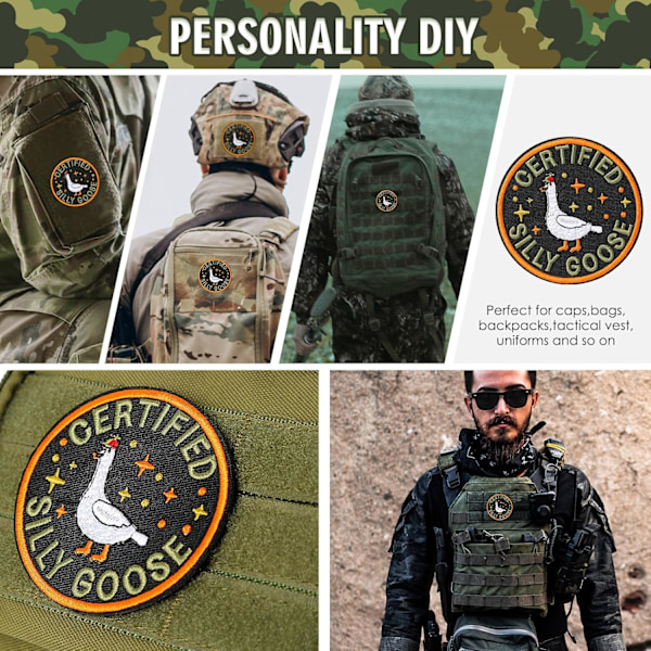 Rolig Gåspatch med kardborre, Färgglad Broderad Patch, Söta Djur Meme Moralpatch, DIY Applikationstillbehör för