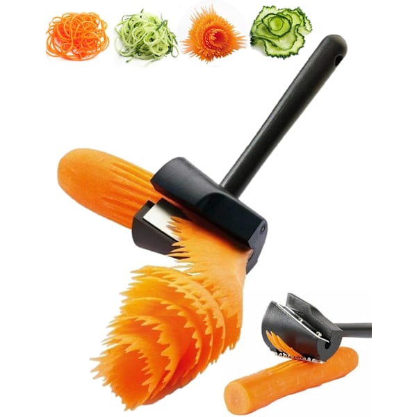 1 stk Gulerods Krumtap og Skræller, Sort Gulerod Spiral Skærer Slicer Rodfrugter Frugt Slicer Skarpner Garniture Too