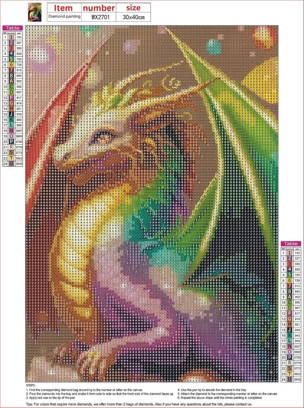 5D Diamantmålning 30x40cm Drake V