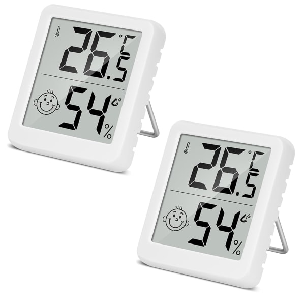 (Vit) 2 stycken 4,5x5,2x1,1cm, Mini LCD Termometer Hygrometer Inomhus Hem Termometer Lämplig för