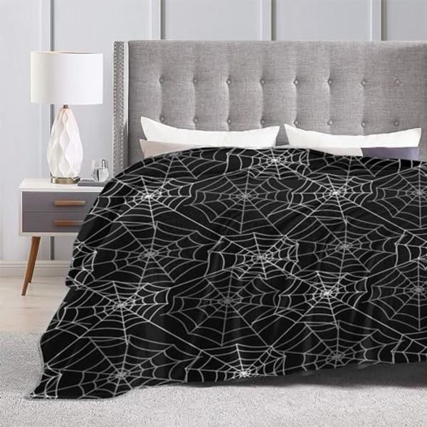 Spindelväv Halloween Goth Mönster Flanell Fleecefilt Ultra-Mjuk Fluffig Varm Pläd för Soffa Säng Alla Säsonger