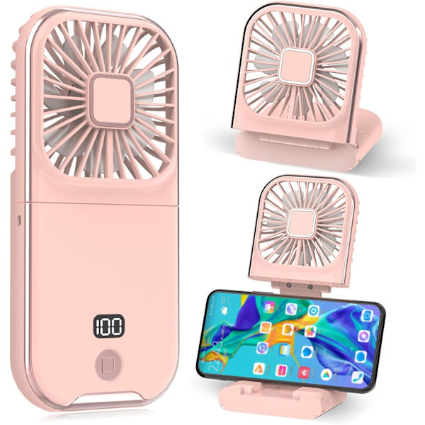 x Mini Portabel Fläkt (Rosa), USB-uppladdningsbar, Tyst, Idealisk för Kontor, Hem, Utomhus och Sömn