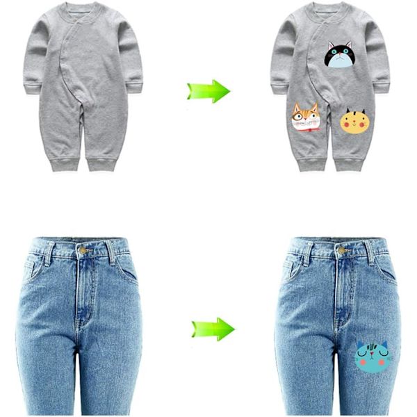 21 stk. stryge-på-patch stryge-på-patch kat kat tekstiltransfer iro