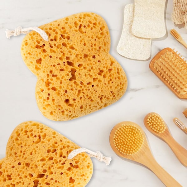 Set med 2 badsvampar, badsvamp för baby, kroppssvamp för dusch, mjuk och lätt kroppsduschsvamp, stora honungskaksbadsvampar för baby