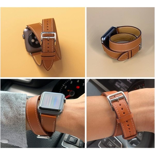 Blått armband kompatibelt med Apple Watch 38mm 40mm 41mm, läder