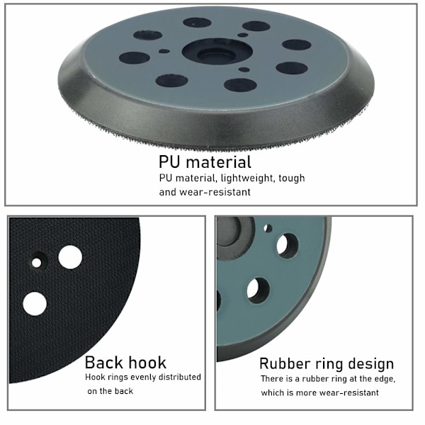 1 stk. 122mm Slibeskive med 8 Huller Slibeskiver Makita 5 Tommer Slibeskive til Makita BO 5010, 5030, 5031, 5041, DeWalt DW420,