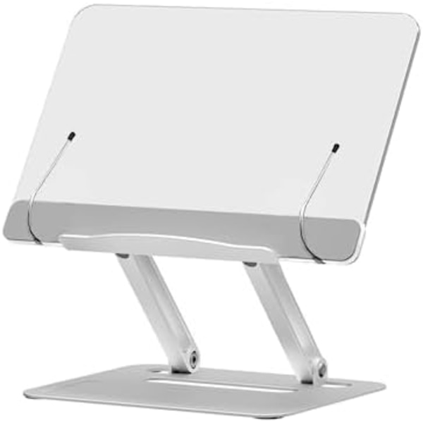 (32×21,8×6cm) Aluminium og Akryl Læse Stativ, Justerbar Højde og Vinkel, Ergonomisk Laptop Stativ, Musik Stativ Bog H
