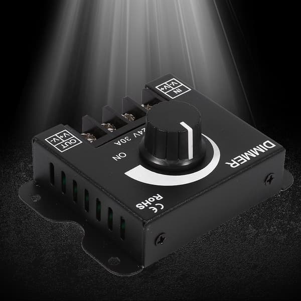 LED-dimmerbryter, 12V-24V 30A dimmingsregulator for enfarget lysstripe med PÅ/AV-knapp
