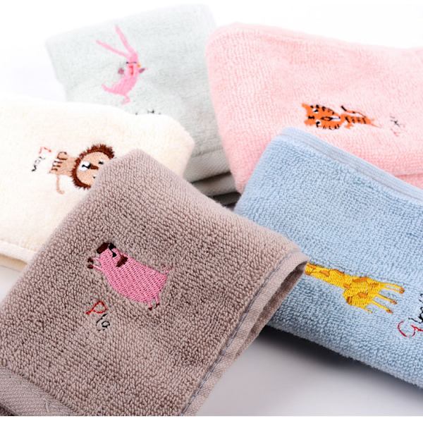 5 stk. Børnevaskeklude - Bløde håndklæder - 5 farver - Babybadehåndklæde - 25 x 25 cm - Flerfarvet