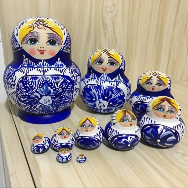 Varumärke av ryska dockor, 10 delar, serie av ryska dockor Matryoshkas Poupee Russes 10 delar i Pa