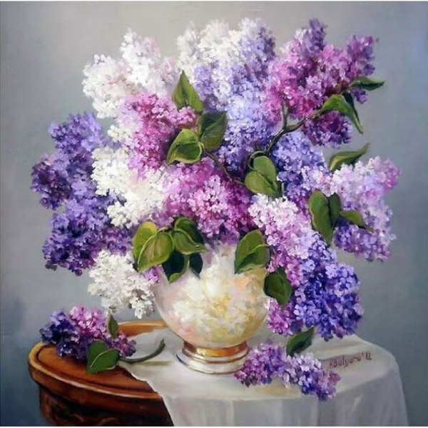 30 x 40 cm ,hortensia violet rose Diamantmaleri Broderie Dia