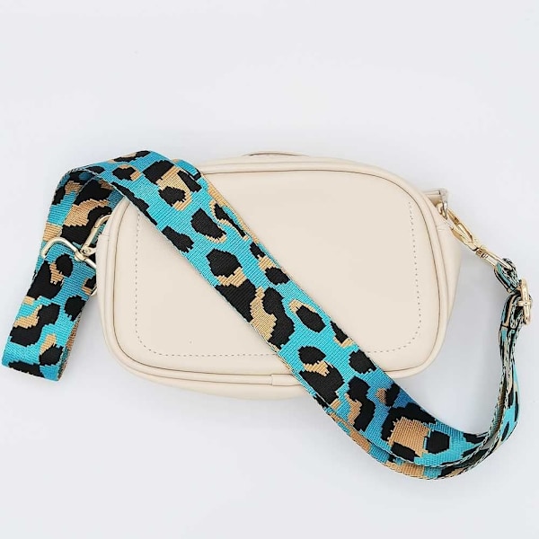 Taske Remme Udskiftning Crossbody Bred Blå Leopard Print Justerbar Guitarrem til Punge