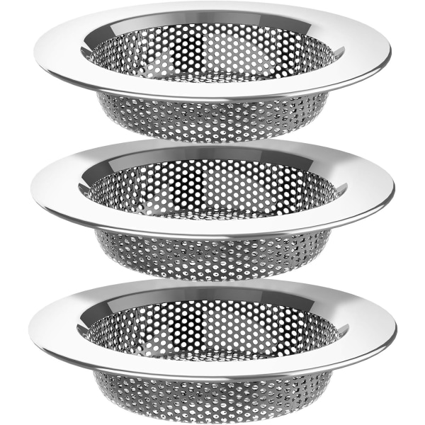 (M)Sett med 3 kjøkkenvaskfiltre i rustfritt stål - Tåler oppvaskmaskin