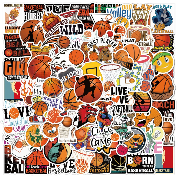 Lot de 100 autocollants graffiti de basket-ball – Autocollants