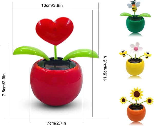 Solcelledansende blomst, 4 stk. plast solcelledansende blomster, der ryster