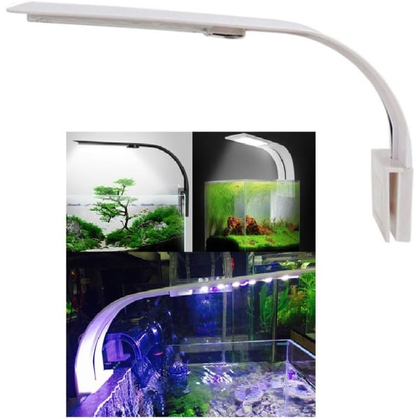 （hvid） Akvarielys LED-lampe hvid og blå nanoclipsbelysning til fiskeplanter 23-50 cm