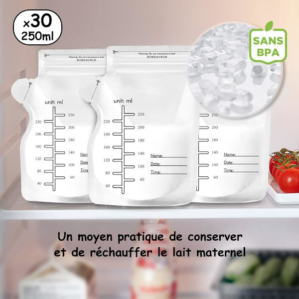 Bröstmjölksförvaringspåse – 30 påsar à 250 ml – Mjölkinfrysningspåse – 100 % tillförlitlig förvaring eftersom Pre-s