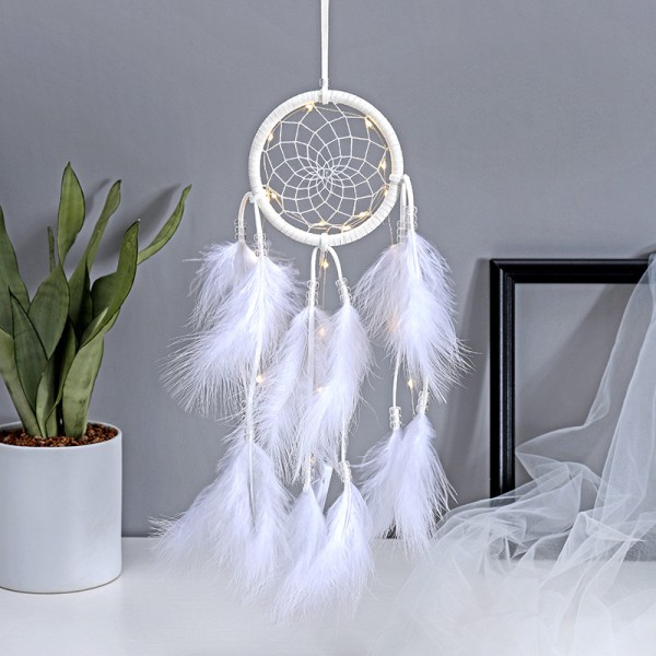 Avec la lumière-Attrape-rêves Dreamcatcher med Perles et Vraie