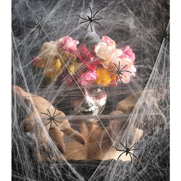 Halloween Hämähäkinverkko, 100g Valkoiset Joustavat Hämähäkinseitit 30 Fake Sp