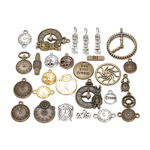 50g Vintage Steampunk Gears Metal Gears Klocka Watch Hänge Charms Gears DIY Smycken för Deco