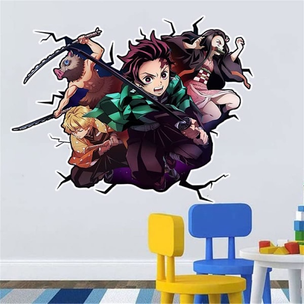Demon Slayer väggdekal för barnrum, självhäftande väggdekor,
