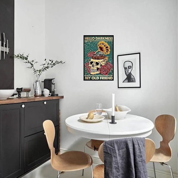 (30x40cm) Diamantmålningssatser Skalle, Skalle med fonograf