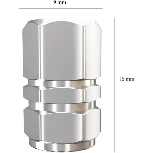 4-pak aluminiumsdækventilhætter med pakninger Universal Hex-ventil