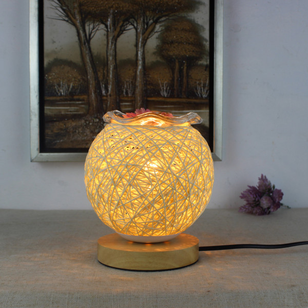 （Gul beige）Hemp rotting ball bordlampe kreativ romantisk soverom