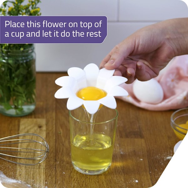 1 st äggseparator i plast, äggvita-äggula-delare, köksredskap, bakverktyg, ägguppsamlare, söt blomdesign