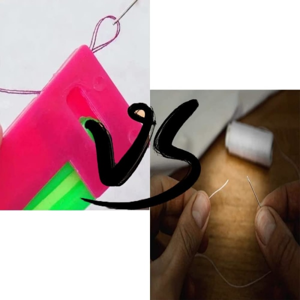 2 kpl neulanpujotinta (satunnainen väri), muovinen DIY-pujotin, muovinen neulanpujotin ompeluun, ristipistoon