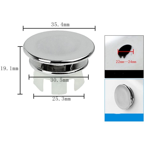 Overløpsdeksel for vask - Erstatningsring for overløp - Stopper for badekar