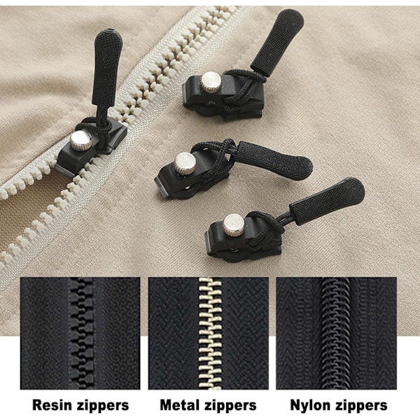 Pieces Lynlås Reparationssæt Lynlås Clip-on Udskiftningsskyder Universal Clip-on Lukning til Jakker Frakker Kufferter - Aftagelig - Let at Bruge