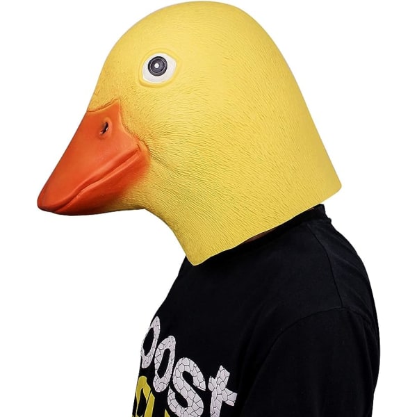 Liten gul ankmask huvudskydd Halloween latex djurhuvudmask lämplig för maskerad, Hallowe